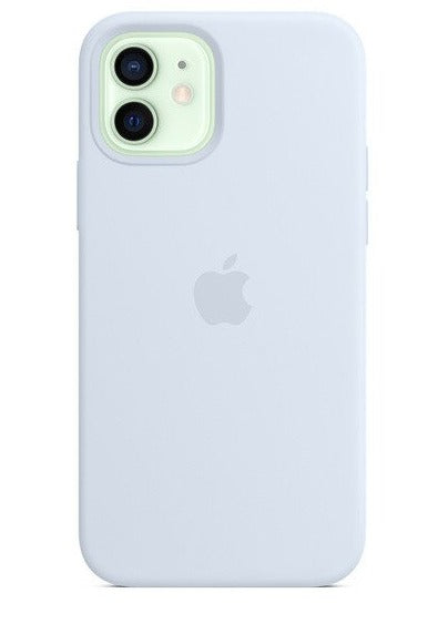12 12Pro 12ProMax 13 13Pro 13ProMax 14 14Pro 14ProMax 15 15ProMax Magsafe Silicone Matt Protective Cases back Covers For Apple iPhones open bottom side soft lining original cheap low price funda para Apple Iphones silicona classico con logo Coque et étuis housse silicone Schutz Handyhülle delivery from EU UE Spain España Europa cloud blue