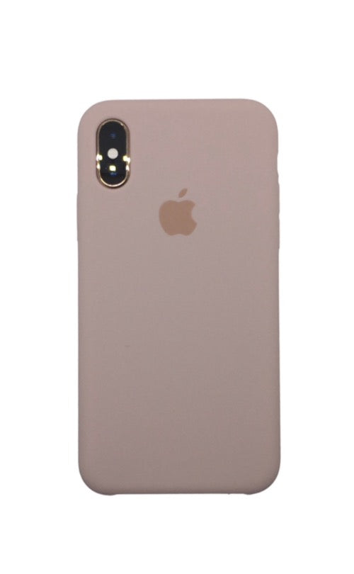 iPhone cover for iPhone X Xs classic silicone with logo pink beige
