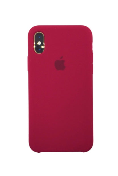 Silicone Classic Covers for iPhone XsMax  with logo pink red